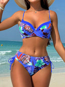 Biquíni Tropical com Bojo e Cintura Alta – Estampa Floral Verão